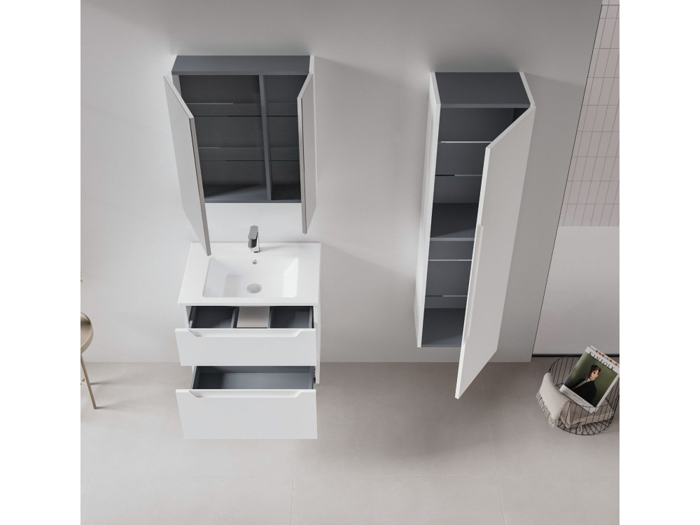 Mobile lavabo "Messina 65 v2" - 65 x 45 x 55 cm - Bianco opaco