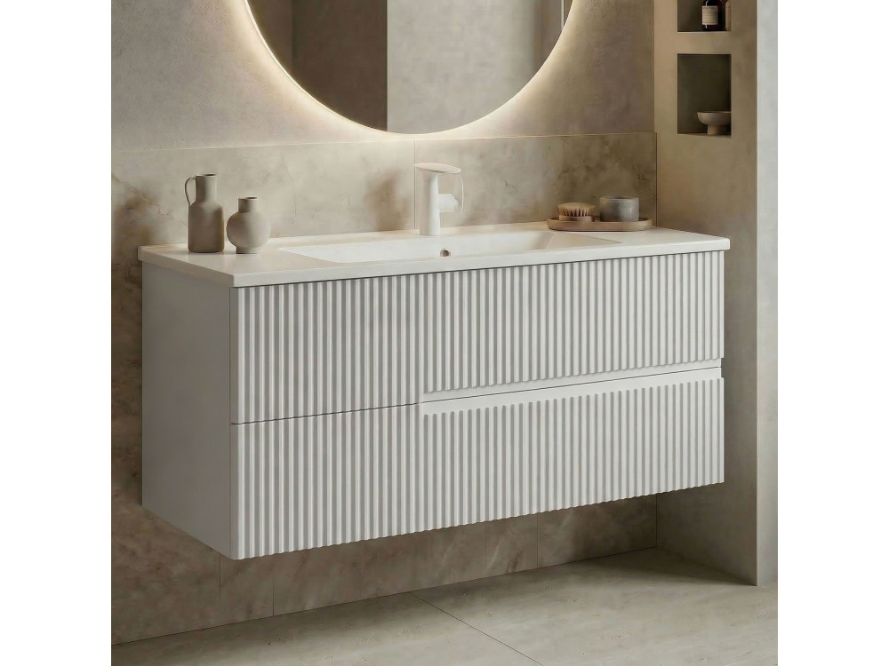Mobile lavabo "Moonlight 120" - 121 x 51 x 51 cm - Bianco opaco