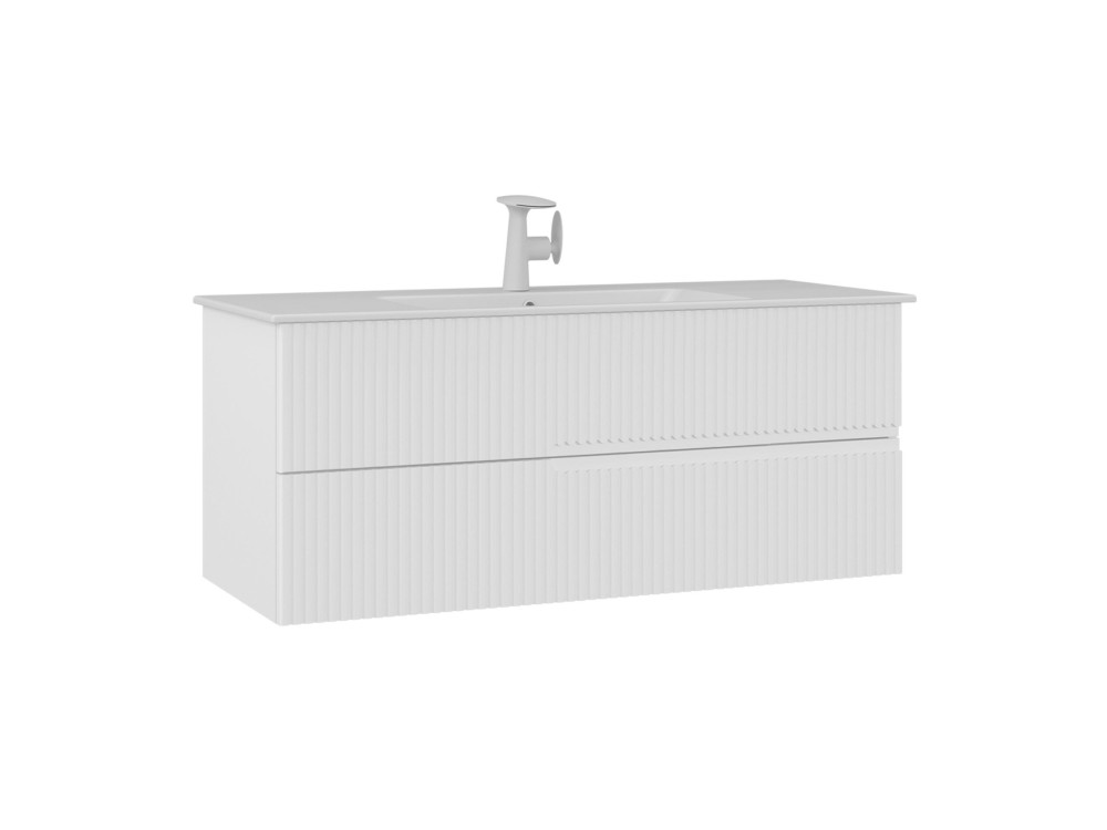 Mobile lavabo "Moonlight 120" - 121 x 51 x 51 cm - Bianco opaco