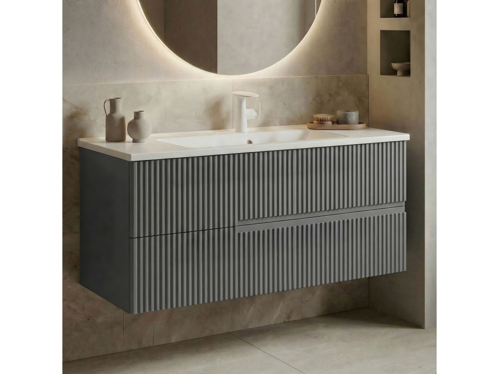 Mobile lavabo "Moonlight 120" - 121 x 51 x 51 cm - Grigio opaco