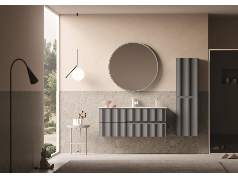 Mobile lavabo "Moonlight 120" - 121 x 51 x 51 cm - Grigio opaco