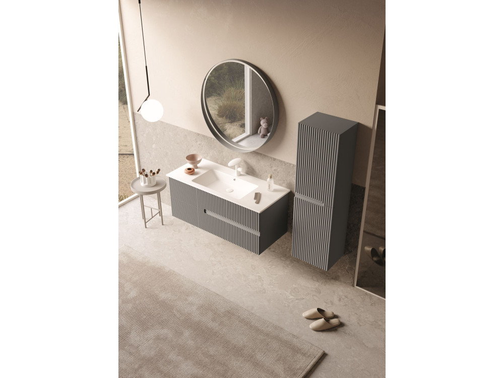 Mobile lavabo "Moonlight 120" - 121 x 51 x 51 cm - Grigio opaco