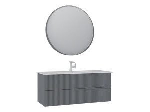 Set mobile lavabo con specchio (2 pezzi) "Moonlight 120 v2" - 121 x 51 x 51 cm - Grigio opaco