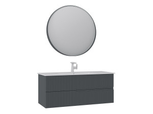 Set mobile lavabo con specchio (2 pezzi) "Moonlight 120 v2" - 121 x 51 x 51 cm - Antracite opaco