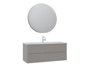 Set mobile lavabo con specchio (2 pezzi) "Moonlight 120 v2" - 121 x 51 x 51 cm - Matte Mink
