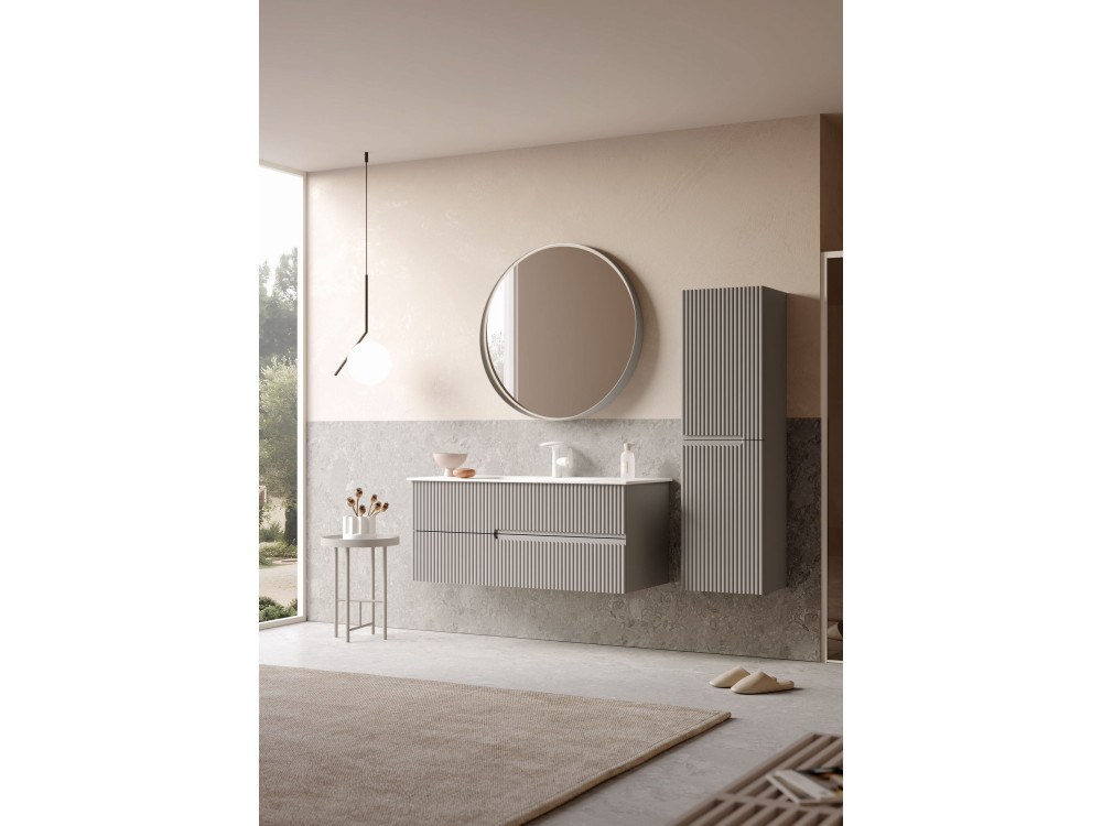 Set mobile lavabo con specchio (2 pezzi) "Moonlight 120 v2" - 121 x 51 x 51 cm - Matte Mink