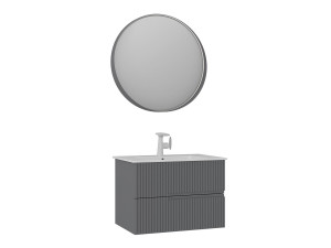 Set mobile lavabo con specchio (2 pezzi) "Moonlight 70 v2" - 71 x 51 x 51 cm - Grigio opaco