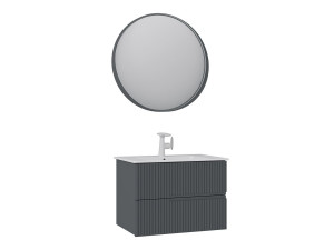 Set mobile lavabo con specchio (2 pezzi) "Moonlight 70 v2" - 71 x 51 x 51 cm - Antracite opaco