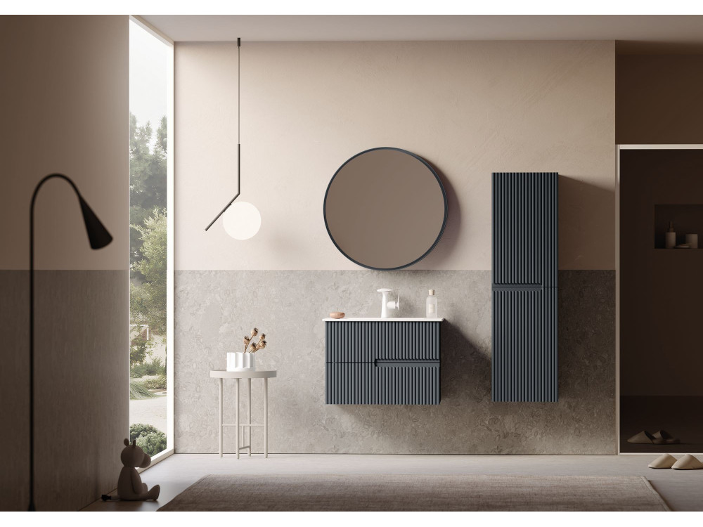 Set mobile lavabo con specchio (2 pezzi) "Moonlight 70 v2" - 71 x 51 x 51 cm - Antracite opaco
