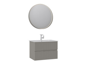 Set mobile lavabo con specchio (2 pezzi) "Moonlight 70 v2" - 71 x 51 x 51 cm - Matte Mink