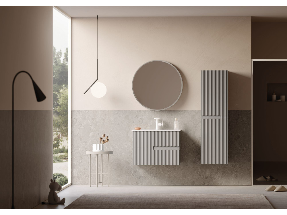 Set mobile lavabo con specchio (2 pezzi) "Moonlight 70 v2" - 71 x 51 x 51 cm - Matte Mink