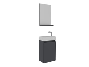 Set mobile lavabo con specchio (2 pezzi) "Conza 45" - 45 x 26 x 75 cm - Antracite opaco