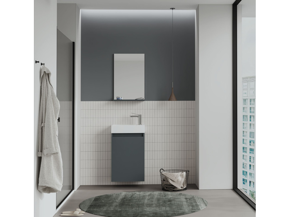 Set mobile lavabo con specchio (2 pezzi) "Conza 45" - 45 x 26 x 75 cm - Antracite opaco