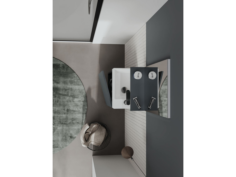 Set mobile lavabo con specchio (2 pezzi) "Conza 45" - 45 x 26 x 75 cm - Antracite opaco