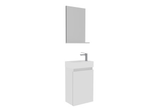Set mobile lavabo con specchio (2 pezzi) "Conza 45" - 45 x 26 x 75 cm - Bianco