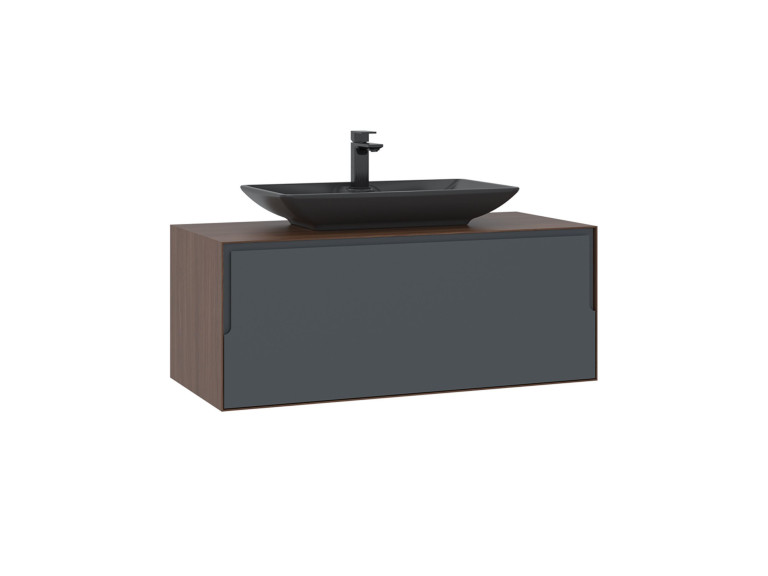 Mobile lavabo "Craft 100" - 100 x 50 x 40 cm - Noce / Antracite