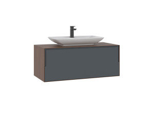 Mobile lavabo "Craft 100" - 100 x 50 x 40 cm - Noce / Antracite