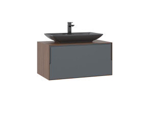 Mobile lavabo "Craft 80" - 80 x 50 x 40 cm - Noce / Antracite