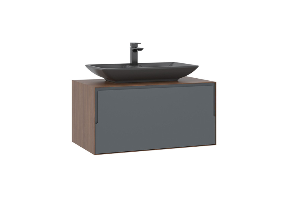 Mobile lavabo "Craft 80" - 80 x 50 x 40 cm - Noce / Antracite