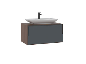 Mobile lavabo "Craft 80" - 80 x 50 x 40 cm - Noce / Antracite