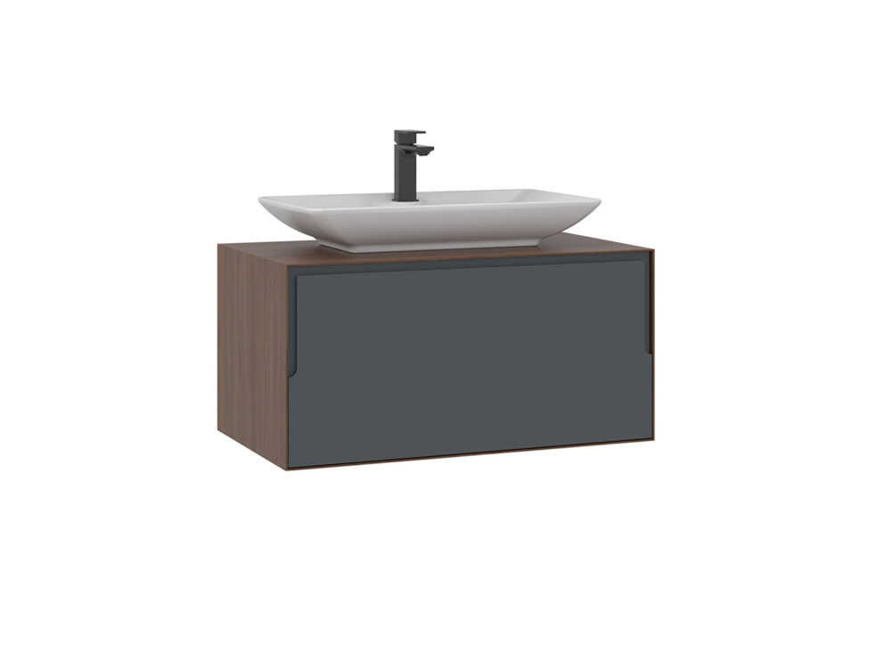 Mobile lavabo "Craft 80" - 80 x 50 x 40 cm - Noce / Antracite