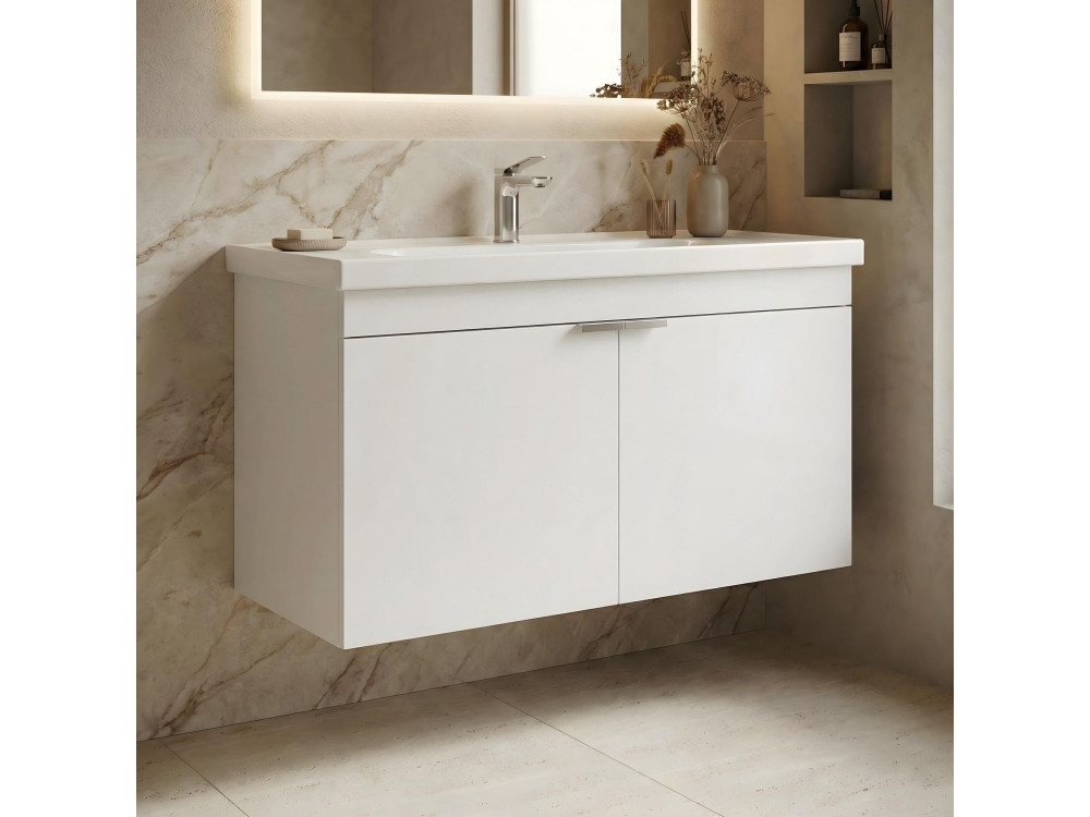 Mobile lavabo "Desna 100" - 100 x 45 x 58 cm - Bianco opaco