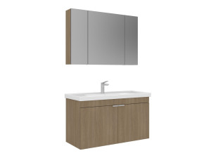 Set mobile lavabo con specchio (2 pezzi) "Desna 100" - 100 x 45 x 58 cm - Rovere