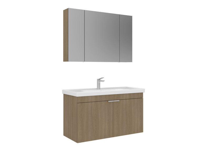 Set mobile lavabo con specchio (2 pezzi) "Desna 100" - 100 x 45 x 58 cm - Rovere