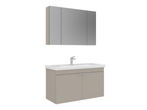 Set mobile lavabo con specchio (2 pezzi) "Desna 100" - 100 x 45 x 58 cm - Sabbia