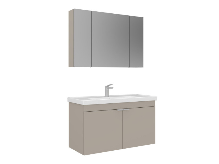 Set mobile lavabo con specchio (2 pezzi) "Desna 100" - 100 x 45 x 58 cm - Sabbia