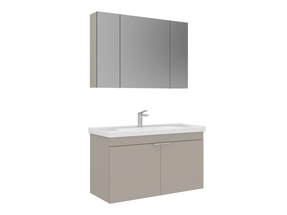 Set mobile lavabo con specchio (2 pezzi) "Desna 100" - 100 x 45 x 58 cm - Sabbia