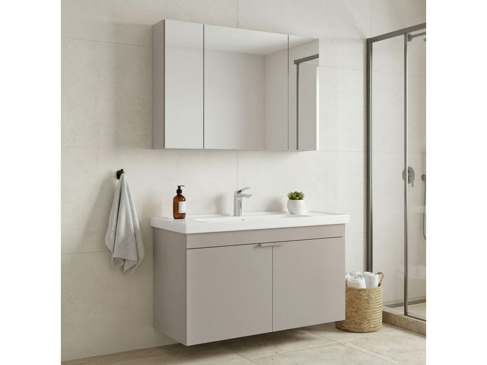 Set mobile lavabo con specchio (2 pezzi) "Desna 100" - 100 x 45 x 58 cm - Sabbia