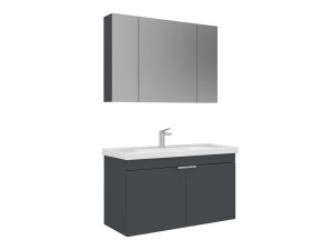 Set mobile lavabo con specchio (2 pezzi) "Desna 100" - 100 x 45 x 58 cm - Antracite opaco