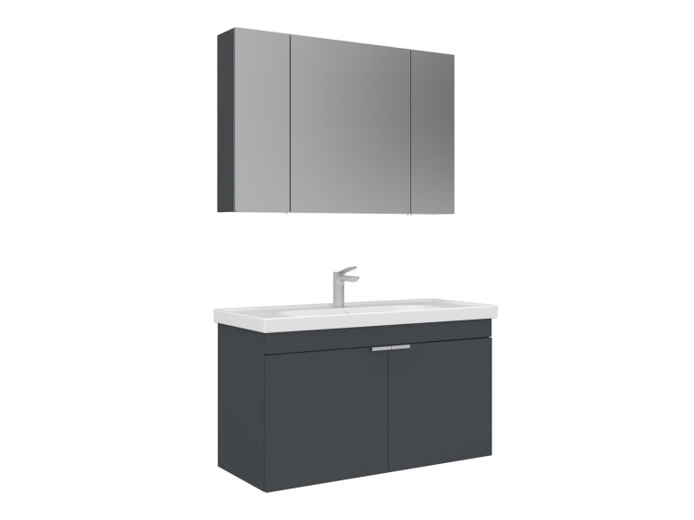Set mobile lavabo con specchio (2 pezzi) "Desna 100" - 100 x 45 x 58 cm - Antracite opaco