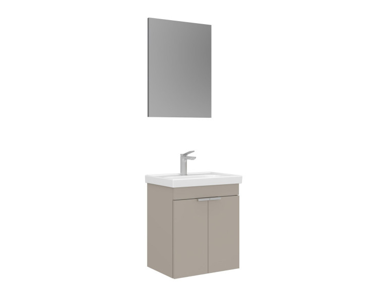 Set mobile lavabo con specchio (2 pezzi) "Desna 50" - 50 x 38 x 58 cm - Sabbia