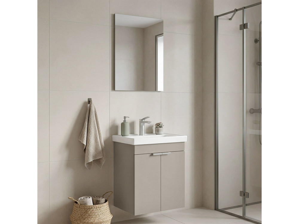 Set mobile lavabo con specchio (2 pezzi) "Desna 50" - 50 x 38 x 58 cm - Sabbia