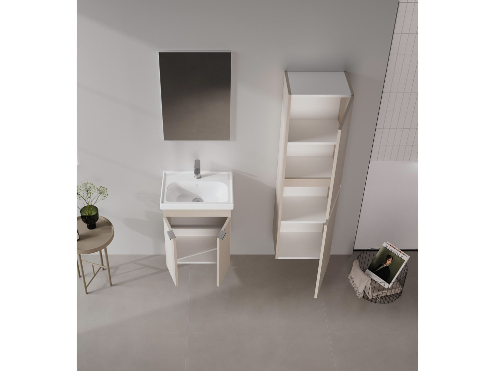 Set mobile lavabo con specchio (2 pezzi) "Desna 50" - 50 x 38 x 58 cm - Sabbia
