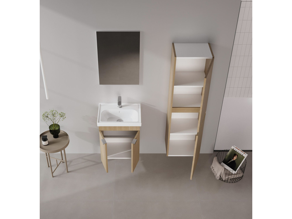 Set mobile lavabo con specchio (2 pezzi) "Desna 50" - 50 x 38 x 58 cm - Rovere