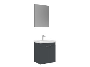 Set mobile lavabo con specchio (2 pezzi) "Desna 50" - 50 x 38 x 58 cm - Antracite opaco