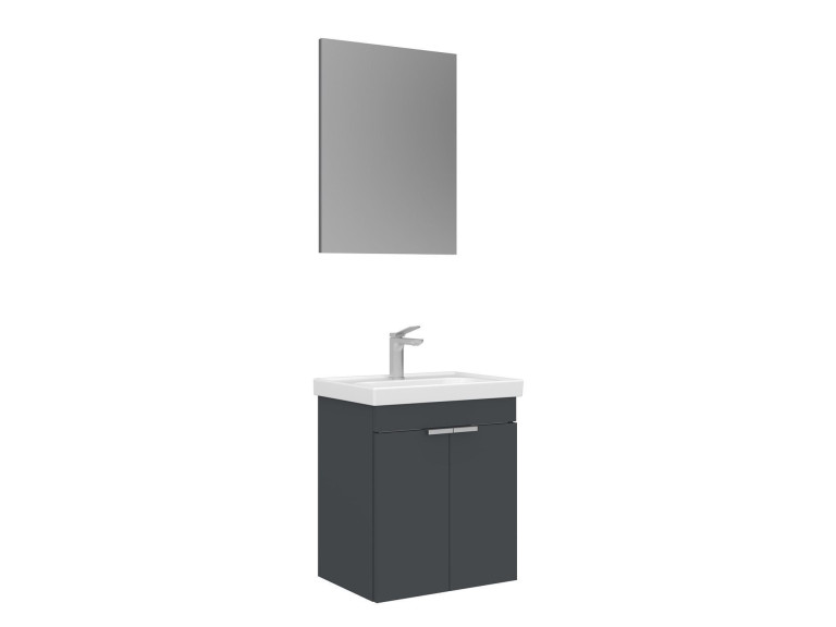 Set mobile lavabo con specchio (2 pezzi) "Desna 50" - 50 x 38 x 58 cm - Antracite opaco