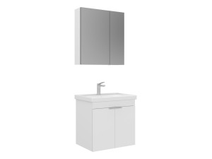 Set mobile lavabo con specchio (2 pezzi) "Desna 60" - 60 x 45 x 58 cm - Bianco opaco