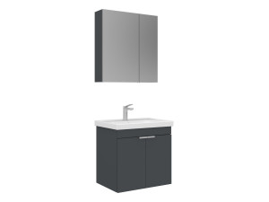 Set mobile lavabo con specchio (2 pezzi) "Desna 60" - 60 x 45 x 58 cm - Antracite opaco