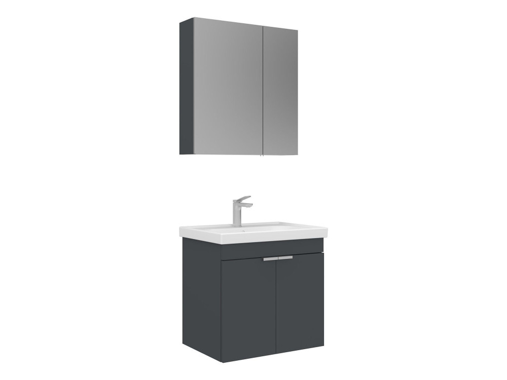 Set mobile lavabo con specchio (2 pezzi) "Desna 60" - 60 x 45 x 58 cm - Antracite opaco
