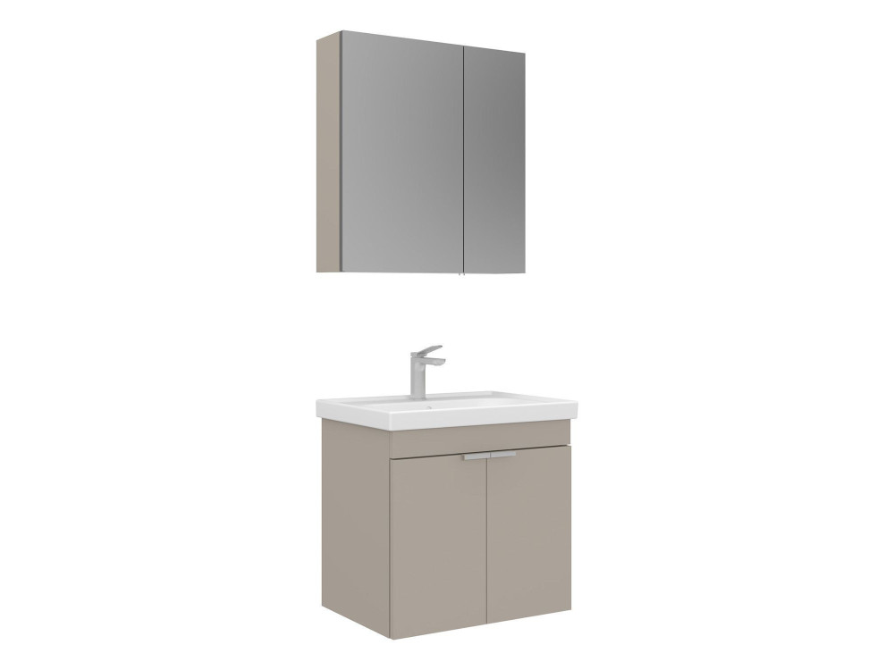 Set mobile lavabo con specchio (2 pezzi) "Desna 60" - 60 x 45 x 58 cm - Sabbia