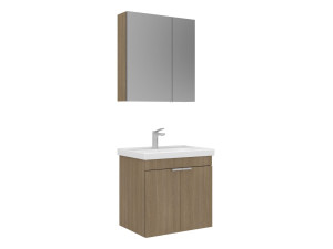 Set mobile lavabo con specchio (2 pezzi) "Desna 60" - 60 x 45 x 58 cm - Rovere