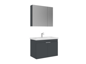Set mobile lavabo con specchio (2 pezzi) "Desna 80" - 80 x 45 x 58 cm - Antracite opaco