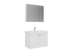 Set mobile lavabo con specchio (2 pezzi) "Desna 80" - 80 x 45 x 58 cm - Bianco opaco