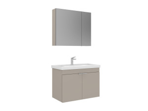 Set mobile lavabo con specchio (2 pezzi) "Desna 80" - 80 x 45 x 58 cm - Sabbia