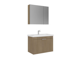 Set mobile lavabo con specchio (2 pezzi) "Desna 80" - 80 x 45 x 58 cm - Rovere
