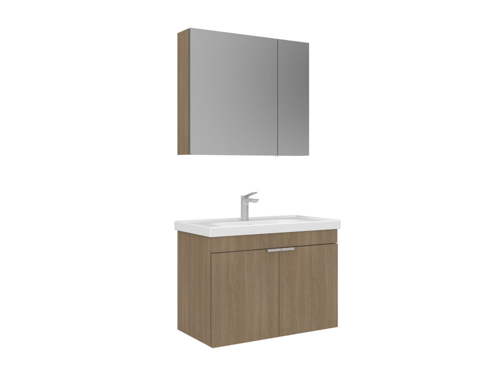 Set mobile lavabo con specchio (2 pezzi) "Desna 80" - 80 x 45 x 58 cm - Rovere